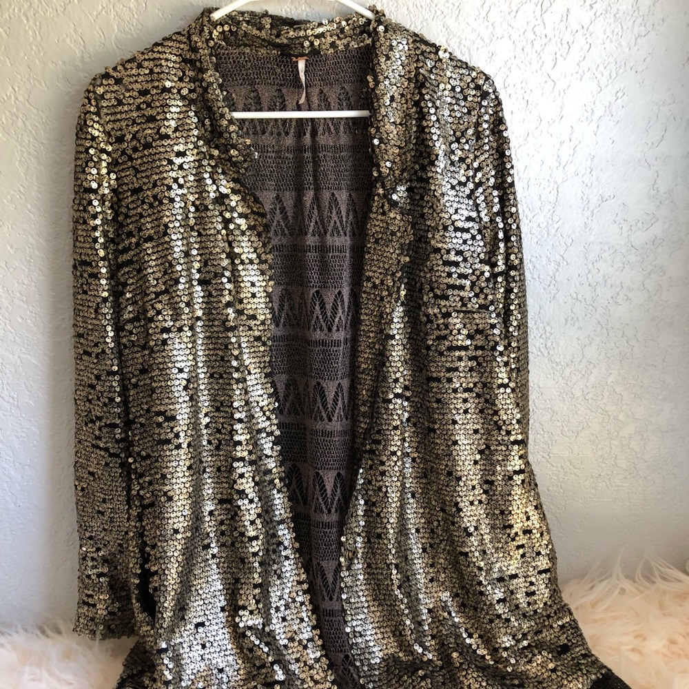 Free People Sequin & Lace Blazer